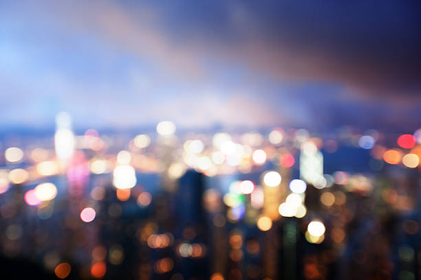 istock blured lighhts from peak Victoria, Hong Kong 454983517