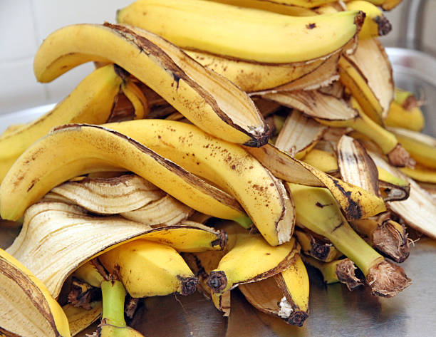amarelo de casca de banana continua - rotting banana vegetable fruit imagens e fotografias de stock