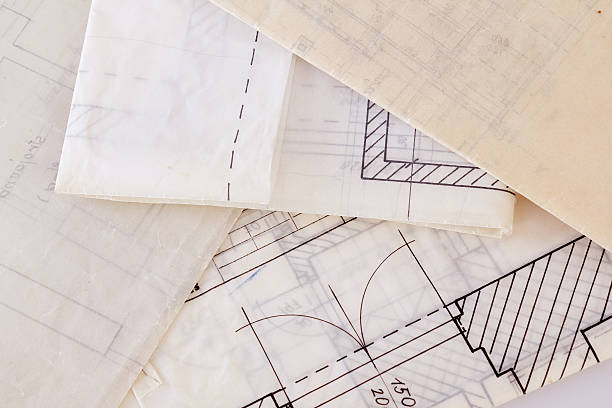istock Architectural plans of the old paper 454985175
