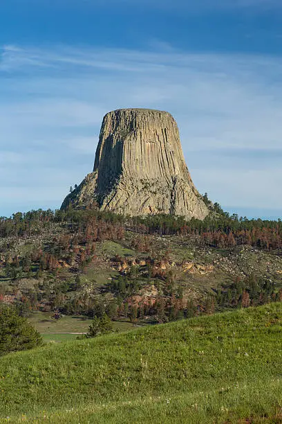 A rock formation on a hill.