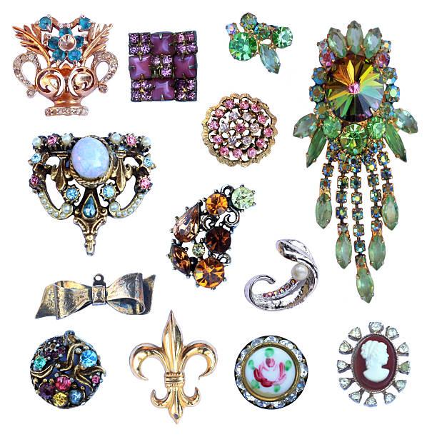 collection de bijoux de costume - antique brooch jewelry cameo photos et images de collection