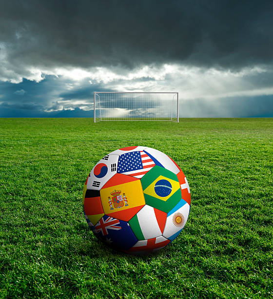 World cup soccer ball 2014 Brazil soccer ball with national flags football2014 stock pictures, royalty-free photos & images