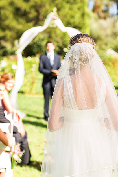 istock Bride Walking Down The Aisle During Outdoor Wedding 454999159
