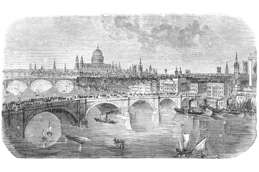 Engraving of London bridge from 1872