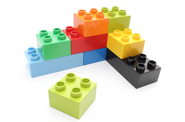 istock Children's plastic block building blocks in assorted colors 455004561