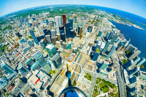 Toronto financial district cityscape, Ontario, Canada.