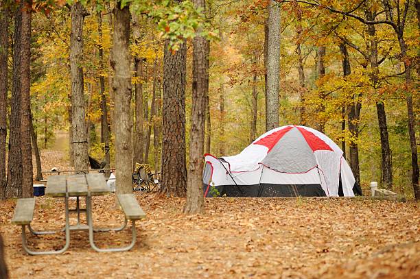 istock Camping tent in campsite 455004645