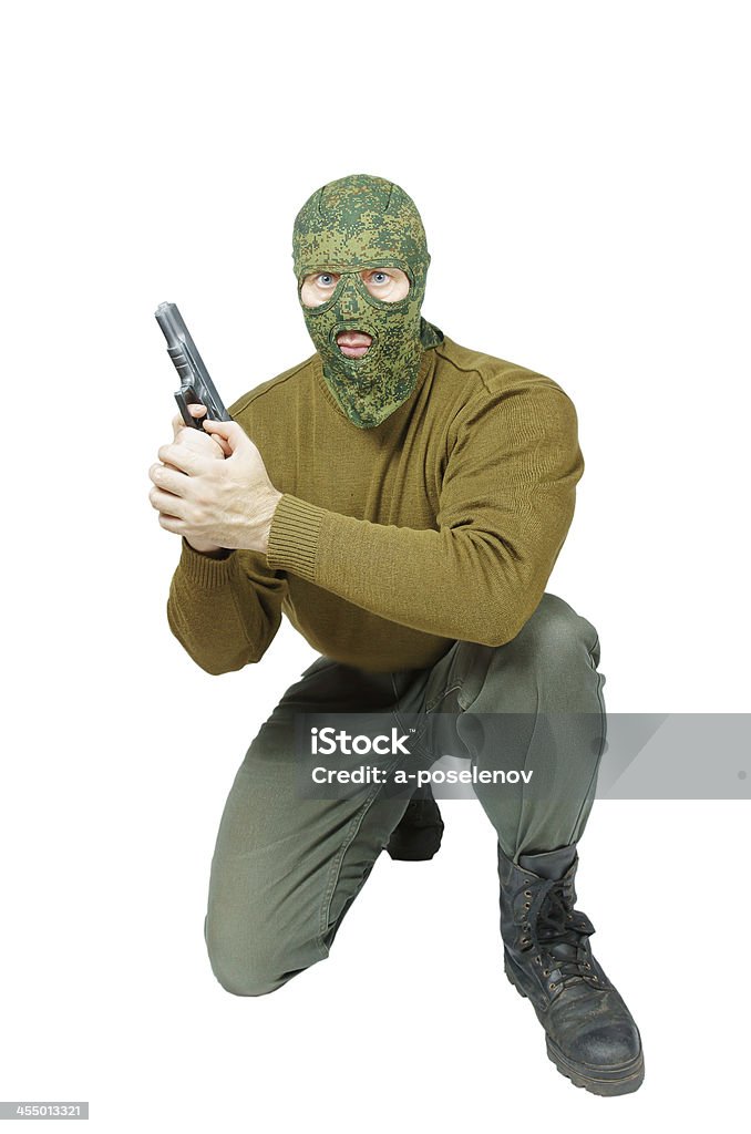 Soldado de estar com um revólver - Foto de stock de Adulto royalty-free