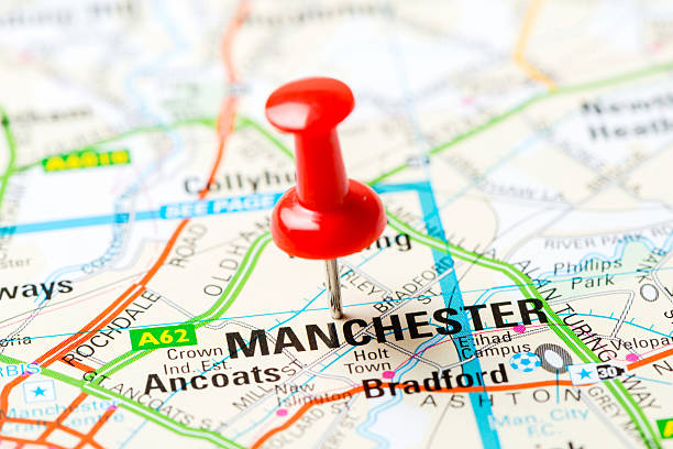 istock United Kingdom capital cities on map series: Manchester 455019523