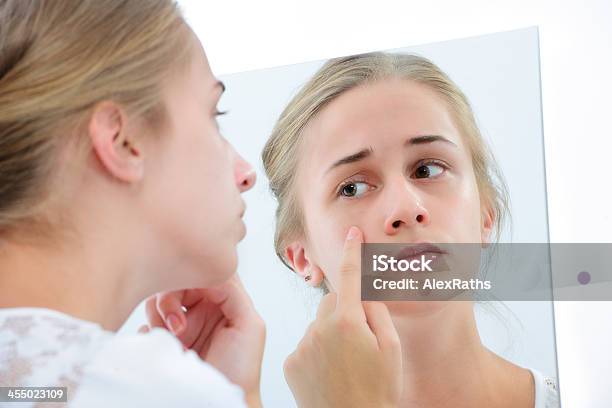 Teenage Girl With The Mirror Stock Photo - Download Image Now - Mirror - Object, Teenage Girls, Examining