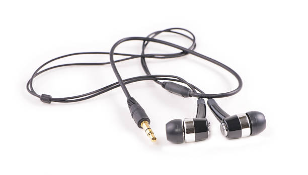 istock Black headphones isolated on white background 455042725