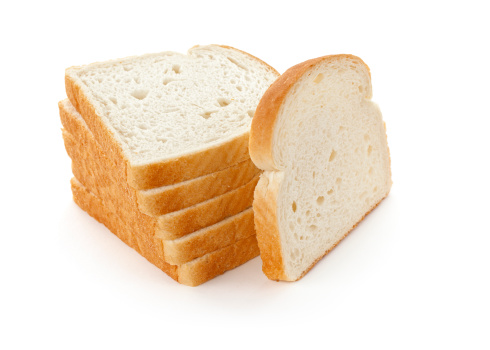 Slices of bread isolated on white.