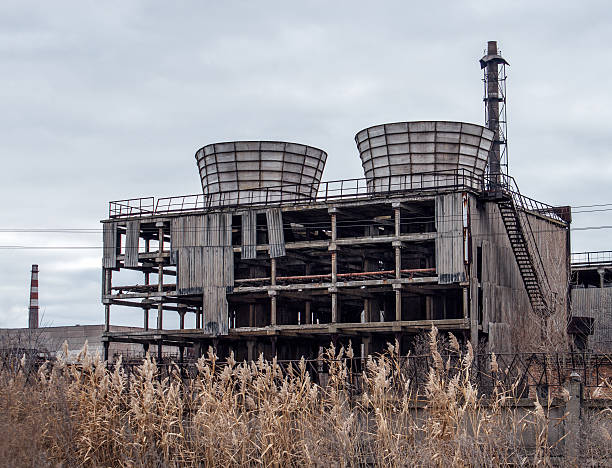 포기됨 냉각 타워 - nuclear power station construction uranium energy 뉴스 사진 이미지