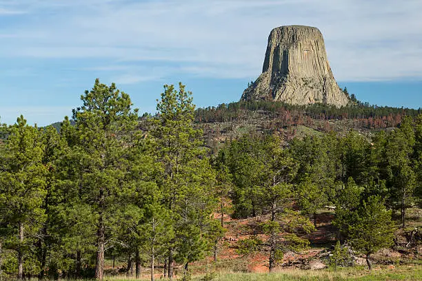 A rock formation on a hill.