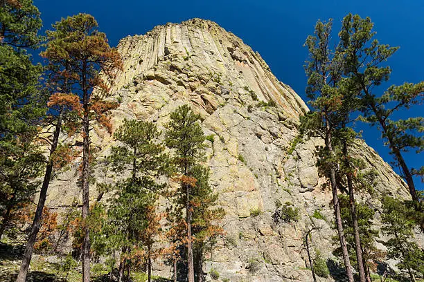 A large rock formation.