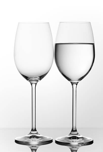 Wine glasses and water stock photo