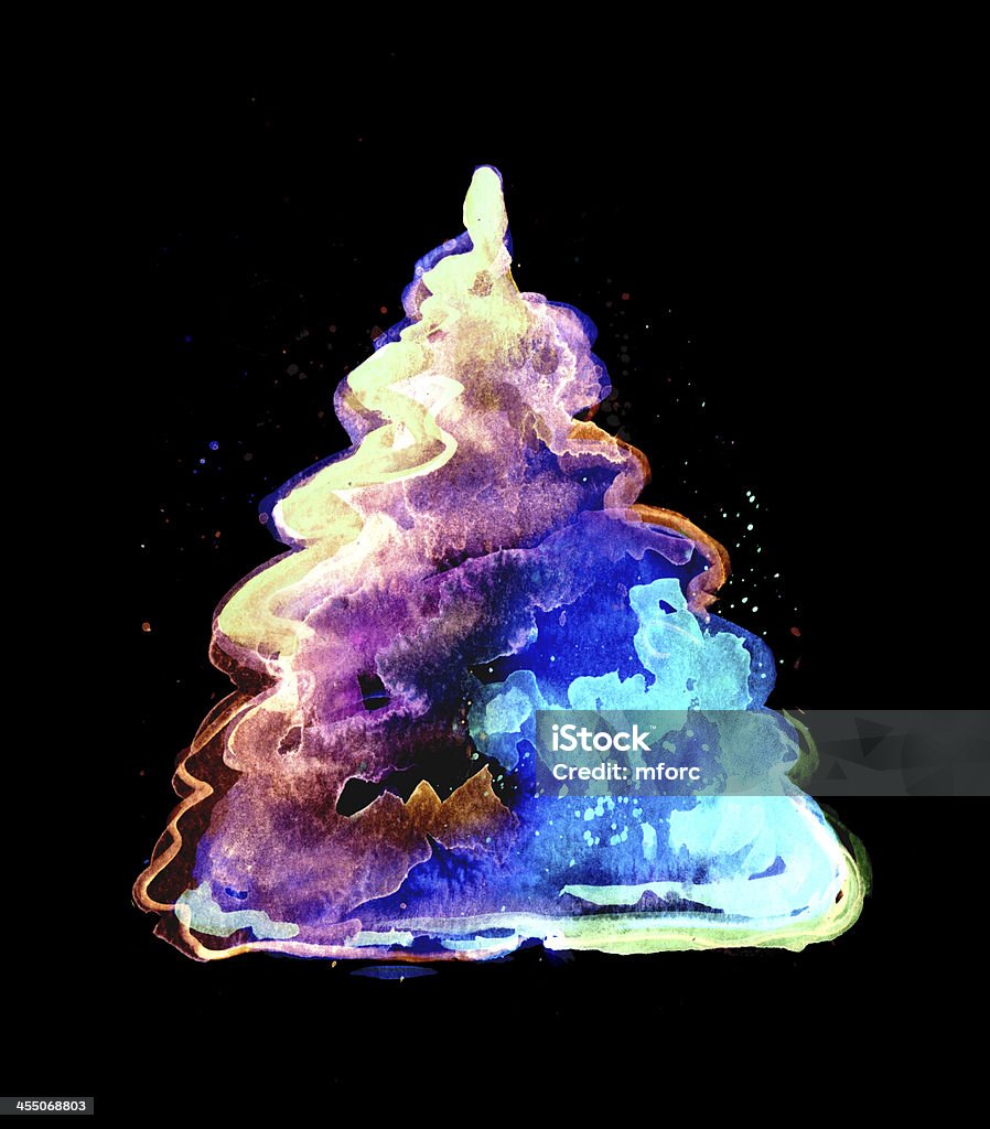 Mano disegnata Neon-albero di Natale - Illustrazione stock royalty-free di Accendere (col fuoco)
