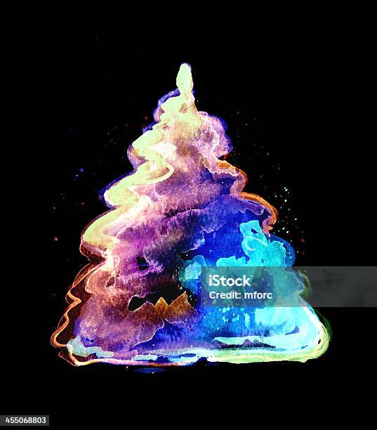 Mano Disegnata Neonalbero Di Natale - Immagini vettoriali stock e altre immagini di Accendere (col fuoco) - Accendere (col fuoco), Acquerello, Albero