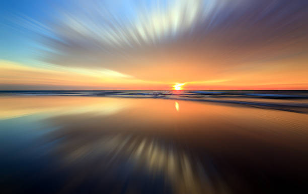 istock Abstract reflection of colorful sunset for background 455068979