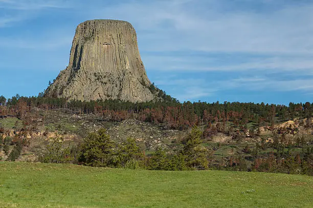 A rock formation on a hill.