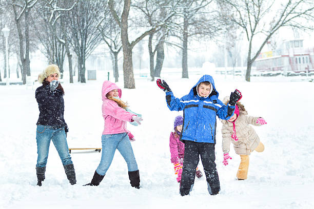 istock Happy family enjoying in winter 455075681