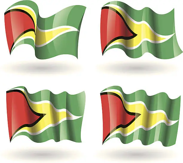 Vector illustration of Guyana Flag Waving Set