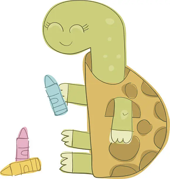 Vector illustration of Turtle with Crayons