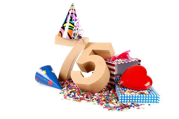 Age in figures at a party mood stock photo