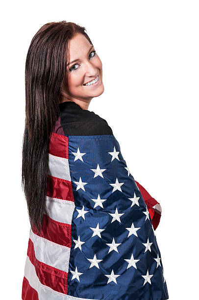 istock Woman Wrapped in a Flag 455111445
