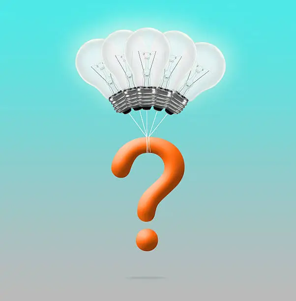 Lamp, Question, question mark, flying, finding solution