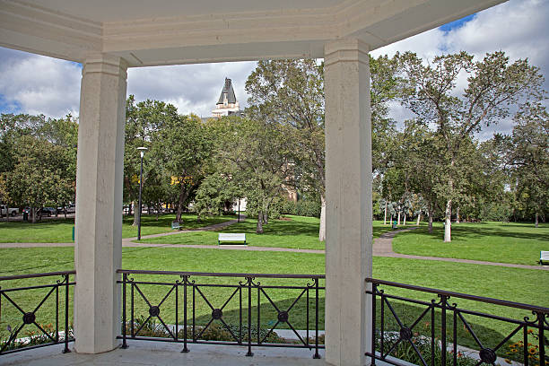 istock View of Park and Hotel in Downtown Saskatoon from Bandshell 455129369