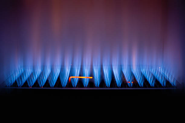 fogo de gás - flame gas natural gas blue imagens e fotografias de stock