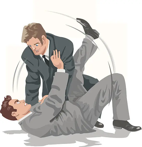 Vector illustration of two fighting businessmen