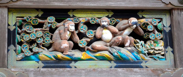 The famous three monkeys of Nikko, Japan.