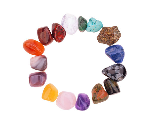 istock Color spectrum of semiprecious gemstones in circle frame 455159619