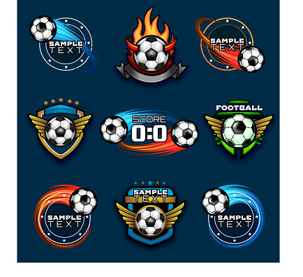 Various football logos and emblems. EPS 10.