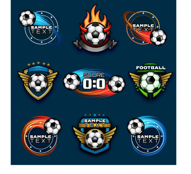 Vector illustration of Various football emblems