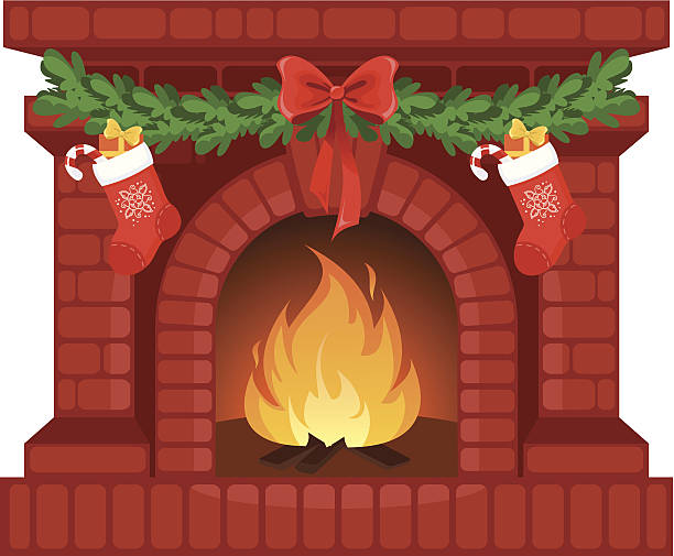 ilustraciones, imágenes clip art, dibujos animados e iconos de stock de chimenea de navidad - chimenea estructura creada por el hombre