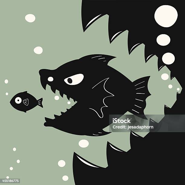 Bigger Eat Smaller Stock Illustration - Download Image Now - Food Chain, Fish, Mouth Open