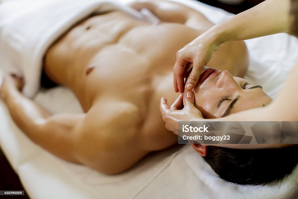 Facial massage Men Stock Photo