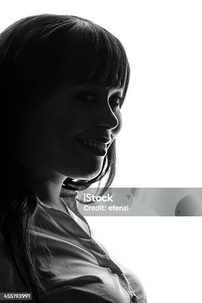 Profile Of Smiling Woman Stock Photo - Download Image Now - Studio Shot, Women, Cheerful