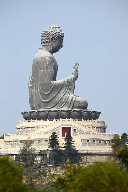 istock Gigantic buddha statue in Hong Kong 455196217