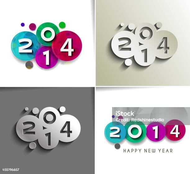 Happy New Year 2014 Stock Illustration - Download Image Now - Abstract, Annual Event, Calendar