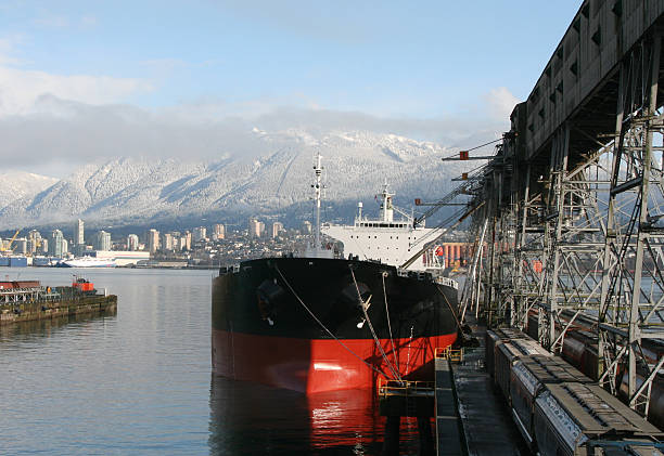 Bulk carrier at port stock photo