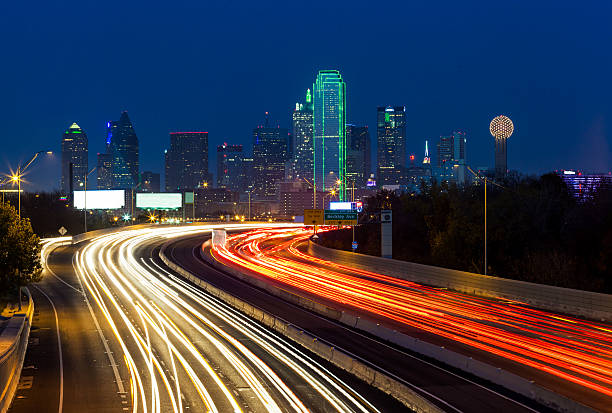 Dallas downtown at night stock photo