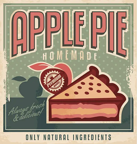 Vector illustration of Retro poster design concept for homemade apple pie
