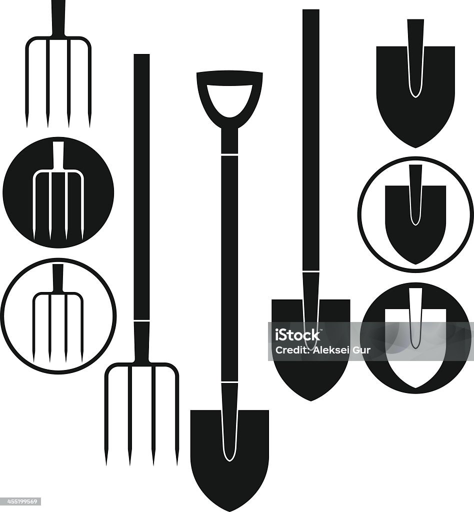 Shovel. Pitchfork Shovel. Pitchfork (EPS) + ZIP - alternate file (CDR) Pitchfork - Agricultural Equipment stock vector