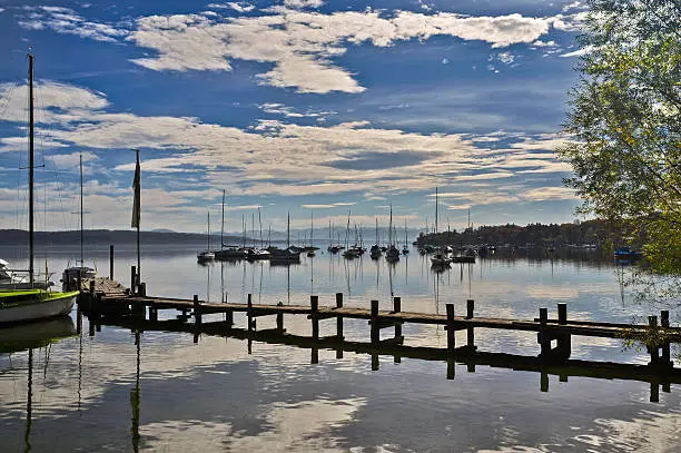 Autumn view of the lake Ammersee, in Bavaria, Germany.