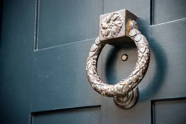 An old metal door knocker in London.