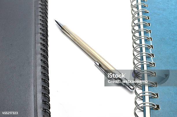 Notebook With Pencil Isolated On White Background Stock Photo - Download Image Now - Alabaster, Backgrounds, Blank Expression